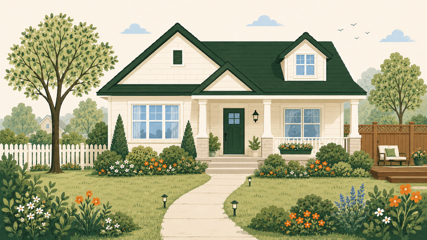 Front of house illustration with clickable service hotspots
